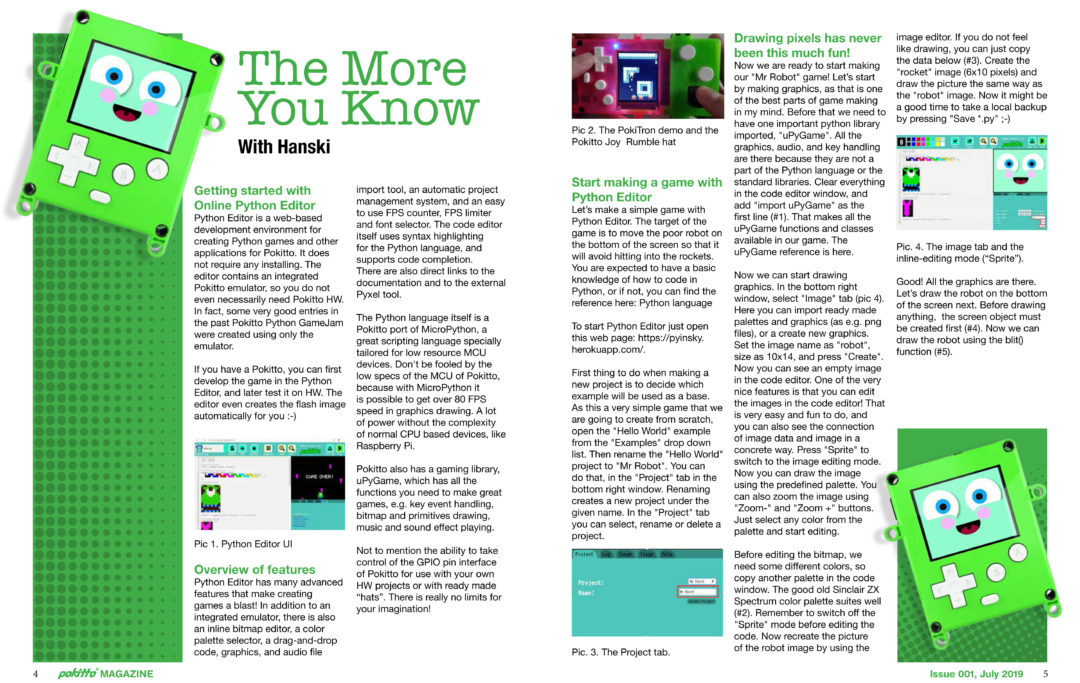 Pokitto Pokitto Magazine Issue 1 | Pokitto Opensource Game Console